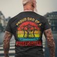 Firefighter Vintage Retro Proud Dad Of A Firefighter Fireman Fathers Day V3 Men's T-shirt Back Print Gifts for Old Men