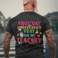 First Day Kindergarten Pray For My Teacher Back To School First Day Of School Men's Crewneck Short Sleeve Back Print T-shirt Gifts for Old Men