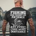 Fishing Has Taught Me Patience Men's Crewneck Short Sleeve Back Print T-shirt Gifts for Old Men