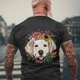 Floral Golden Retriever Dog Spring Nature Dog Lovers Gift Men's Crewneck Short Sleeve Back Print T-shirt Gifts for Old Men