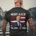 Funny Biden Confused Merry Happy 4Th Of You KnowThe Thing Flag Design Men's Crewneck Short Sleeve Back Print T-shirt Gifts for Old Men