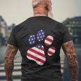 Funny Dog Paw American Flag Cute 4Th Of July Men's Crewneck Short Sleeve Back Print T-shirt Gifts for Old Men