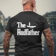 Funny Fishing For Fisherman Dad The Rodfather Men's Crewneck Short Sleeve Back Print T-shirt Gifts for Old Men