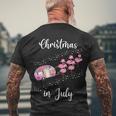 Funny Flamingo Pink Retro Camping Car Christmas In July Great Gift Men's Crewneck Short Sleeve Back Print T-shirt Gifts for Old Men