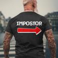 Funny Impostor Arrow -Among Us Men's Crewneck Short Sleeve Back Print T-shirt Gifts for Old Men
