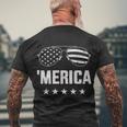 Funny Merica With Sunglasses And Flag For 4Th Of July Men's Crewneck Short Sleeve Back Print T-shirt Gifts for Old Men
