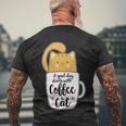 Funny Orange Cat Coffee Mug Cat Lover Men's Crewneck Short Sleeve Back Print T-shirt Gifts for Old Men