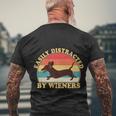 Funny Retro Easily Distracted By Wieners Dachshund Fan Men's Crewneck Short Sleeve Back Print T-shirt Gifts for Old Men