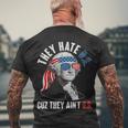 Funny They Hate US Cuz They Aint US George Washington Men's Crewneck Short Sleeve Back Print T-shirt Gifts for Old Men