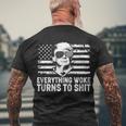 Funny Trump Everything Woke Turns To Shit Distressed Usa American Flag Tshirt Men's Crewneck Short Sleeve Back Print T-shirt Gifts for Old Men