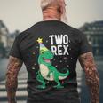 Funny Two Rex 2Nd Birthday Boy Gift Trex Dinosaur Party Happy Second Gift Men's Crewneck Short Sleeve Back Print T-shirt Gifts for Old Men