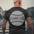 Game On Baseball Men's Crewneck Short Sleeve Back Print T-shirt Gifts for Old Men