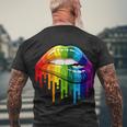 Gay Pride Lips Tshirt V2 Men's Crewneck Short Sleeve Back Print T-shirt Gifts for Old Men