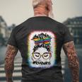 Gay Pride Messy Bun Rainbow Love Wins Lgbt Lgbtq Lesbian Men's Crewneck Short Sleeve Back Print T-shirt Gifts for Old Men