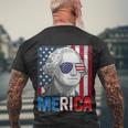 George Washington 4Th Of July Merica Men Women American Flag Men's Crewneck Short Sleeve Back Print T-shirt Gifts for Old Men