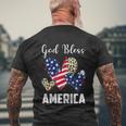 God Bless America Leopard Christian 4Th Of July Men's Crewneck Short Sleeve Back Print T-shirt Gifts for Old Men
