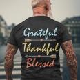 Grateful Thankful Blessed Colorful Thanksgiving Tshirt Men's Crewneck Short Sleeve Back Print T-shirt Gifts for Old Men