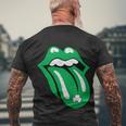Green Lips Tongue Irish Shamrock St Patricks Day Gift Men's Crewneck Short Sleeve Back Print T-shirt Gifts for Old Men