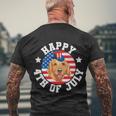 Happy 4Th Of July American Flag Plus Size Shirt For Men Women Family And Unisex Men's Crewneck Short Sleeve Back Print T-shirt Gifts for Old Men