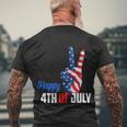 Happy 4Th Of July Peace America Independence Day Patriot Usa Gift Men's Crewneck Short Sleeve Back Print T-shirt Gifts for Old Men