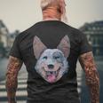 Happy Australian Cattle Dog Tshirt Men's Crewneck Short Sleeve Back Print T-shirt Gifts for Old Men