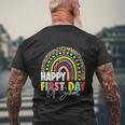 Happy First Day Of School Teacher Back To School Rainbow Men's Crewneck Short Sleeve Back Print T-shirt Gifts for Old Men