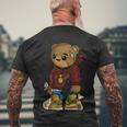 Hip Hop Teddy Bear With Gun Get Money Rap Music Lover Gift Men's Crewneck Short Sleeve Back Print T-shirt Gifts for Old Men