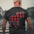 Holiday Plaid Moose Men's Crewneck Short Sleeve Back Print T-shirt Gifts for Old Men