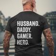 Husband Dad Father Gamer Funny Gaming Men's Crewneck Short Sleeve Back Print T-shirt Gifts for Old Men