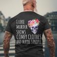 I Like Murder Shows Comfy Clothes And Maybe 3 People Floral Skull Tshirt Men's Crewneck Short Sleeve Back Print T-shirt Gifts for Old Men