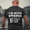 Im With Stupid Men's Crewneck Short Sleeve Back Print T-shirt Gifts for Old Men