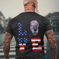 Irish Wolfhound Love Dog American Flag 4Th Of July Usa Funny Gift Men's Crewneck Short Sleeve Back Print T-shirt Gifts for Old Men