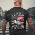 Jesus Is My Savior Welding Christian For 4Th Of July Men's Crewneck Short Sleeve Back Print T-shirt Gifts for Old Men