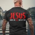 Jesus Loves The Hell Out Of You Men's Crewneck Short Sleeve Back Print T-shirt Gifts for Old Men