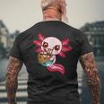 Kawaii Axolotl Eat Ramen Japanese Anime Noodles Girls Men's T-shirt Back Print Gifts for Old Men