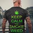 Keep Calm And Smoke Weed Men's Crewneck Short Sleeve Back Print T-shirt Gifts for Old Men