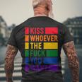 Kiss Whoever The Fuck You Want Lgbt Rainbow Pride Flag Men's Crewneck Short Sleeve Back Print T-shirt Gifts for Old Men