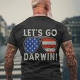 Lets Go Darwin Sarcastic Tshirt Men's Crewneck Short Sleeve Back Print T-shirt Gifts for Old Men