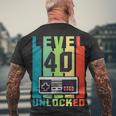 Level 40 Unlocked Funny Retro Gamer Birthday Men's Crewneck Short Sleeve Back Print T-shirt Gifts for Old Men