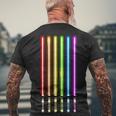 Lgbt Flag Light Swords Saber Gay Pride Men's Crewneck Short Sleeve Back Print T-shirt Gifts for Old Men