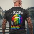 Lgbt I Licked It So Its Mine Gay Pride Lips Men's Crewneck Short Sleeve Back Print T-shirt Gifts for Old Men