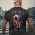 Live Free Or Die Patriot Skull Usa Pride Tshirt Men's Crewneck Short Sleeve Back Print T-shirt Gifts for Old Men