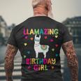 Llama Birthday Party Llamazing Gift Girl Rainbow Hearts Gift Men's Crewneck Short Sleeve Back Print T-shirt Gifts for Old Men