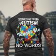 Love Needs No Words Autism Awareness Tshirt Men's Crewneck Short Sleeve Back Print T-shirt Gifts for Old Men