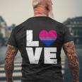 Love Vintage Heart Lgbt Bisexual Colors Gay Flag Pride Gift Men's Crewneck Short Sleeve Back Print T-shirt Gifts for Old Men