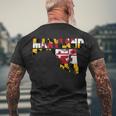 Maryland State Flag Men's Crewneck Short Sleeve Back Print T-shirt Gifts for Old Men