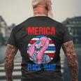 Merica Flock Yeah 4Th July Funny Patriotic Flamingo Men's Crewneck Short Sleeve Back Print T-shirt Gifts for Old Men