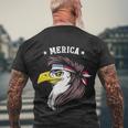 Merica Funny Gift Funny Eagle Mullet Funny Gift 4Th Of July Funny Gift Patriotic Men's Crewneck Short Sleeve Back Print T-shirt Gifts for Old Men