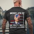 Merry 4Th Of July Biden Bike Bicycle Falls Off Anti Biden Men's Crewneck Short Sleeve Back Print T-shirt Gifts for Old Men
