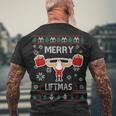 Merry Liftmas Ugly Christmas Men's Crewneck Short Sleeve Back Print T-shirt Gifts for Old Men